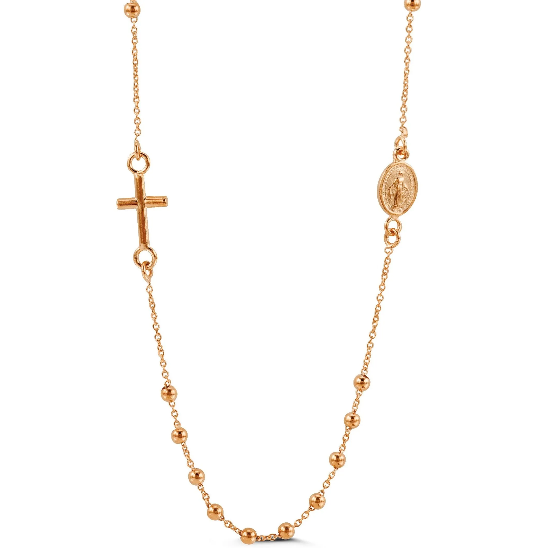 14k Gold Sideways Rosary Necklace