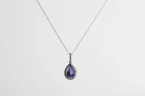 18’’ 14k White Gold 0.30ctw Diamond 1.85ctw Tanzanite Necklace (2.70g.)