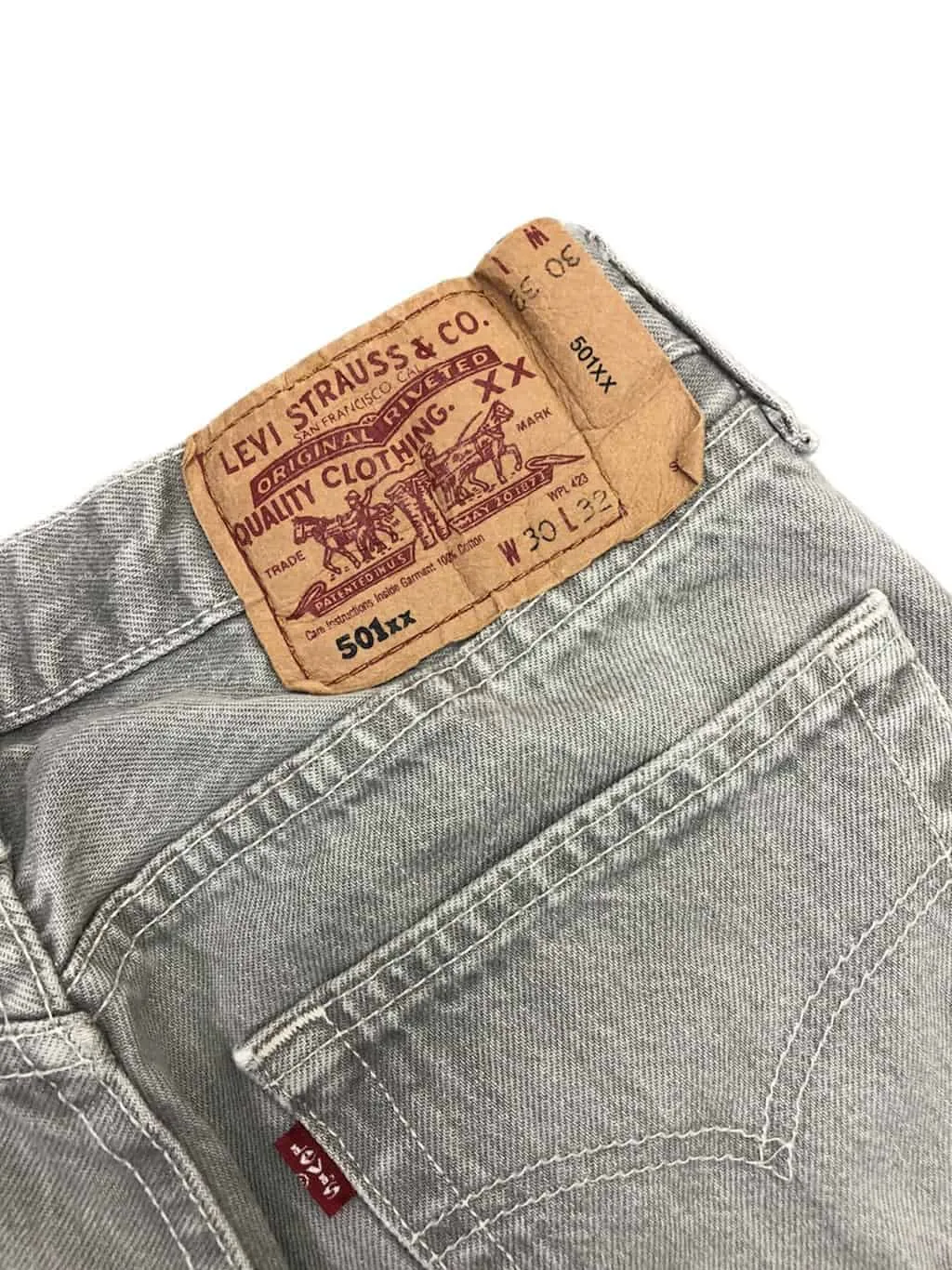 1990s vintage rare Levis 501xx jeans in light grey denim – W28 x L30