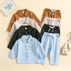 2 Pieces Set Baby Kid Boys Solid Color Shirts And Pants Wholesale 23113017