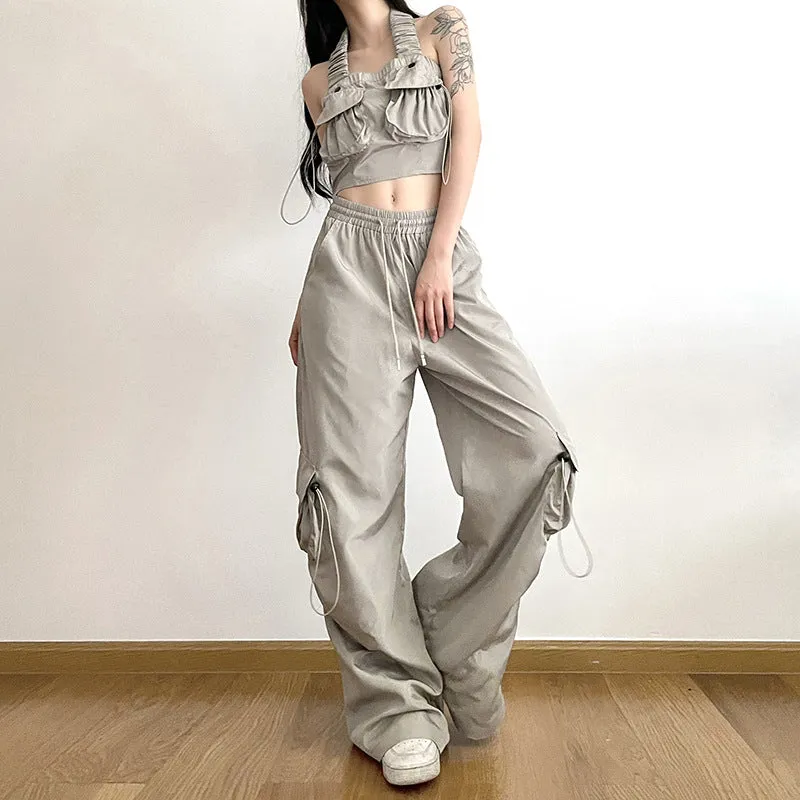 2023 Summer New Women's Tank Top Fashion Straight Pants LL-362