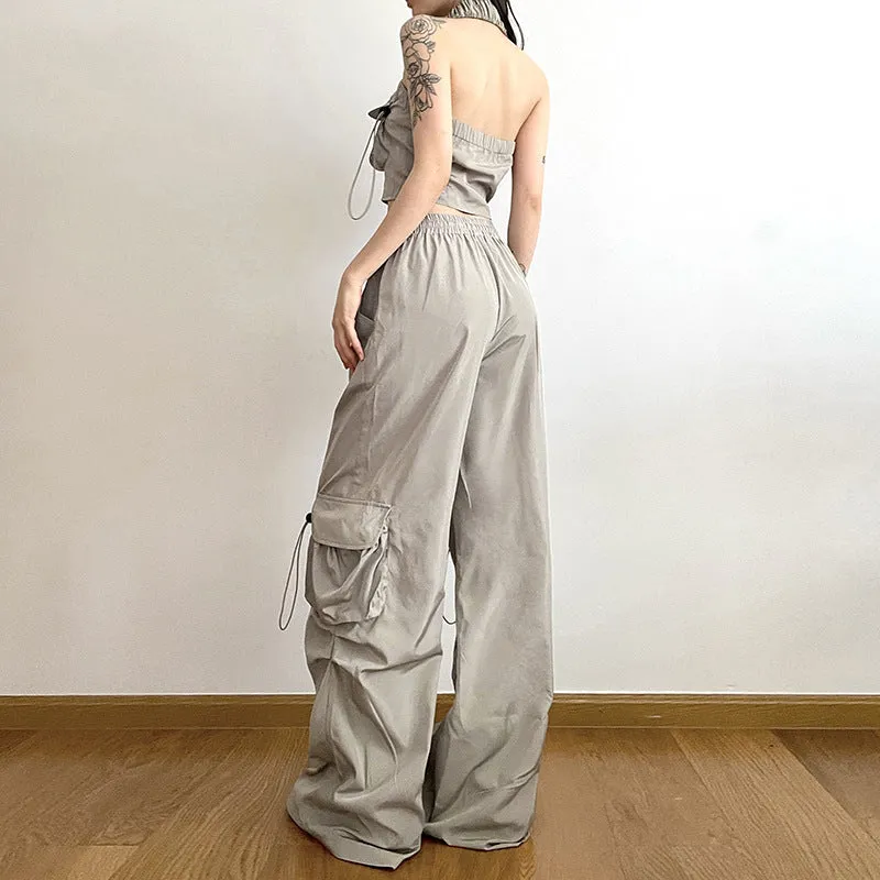 2023 Summer New Women's Tank Top Fashion Straight Pants LL-362