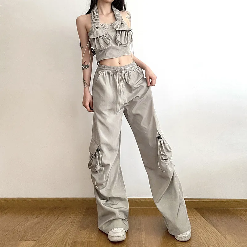 2023 Summer New Women's Tank Top Fashion Straight Pants LL-362