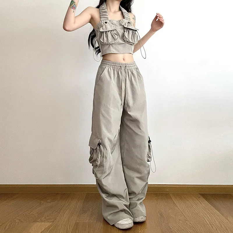 2023 Summer New Women's Tank Top Fashion Straight Pants LL-362