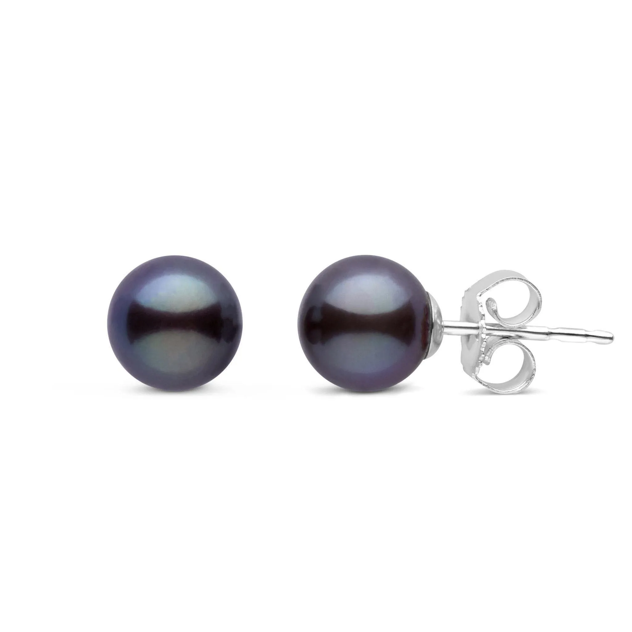 6.5-7.0 mm AAA Black Freshwater Pearl Stud Earrings