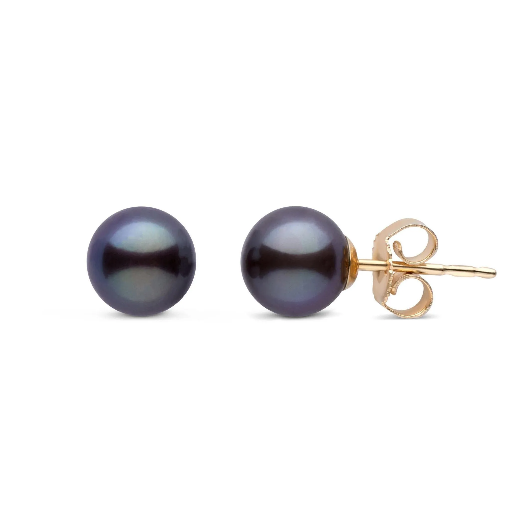 6.5-7.0 mm AAA Black Freshwater Pearl Stud Earrings