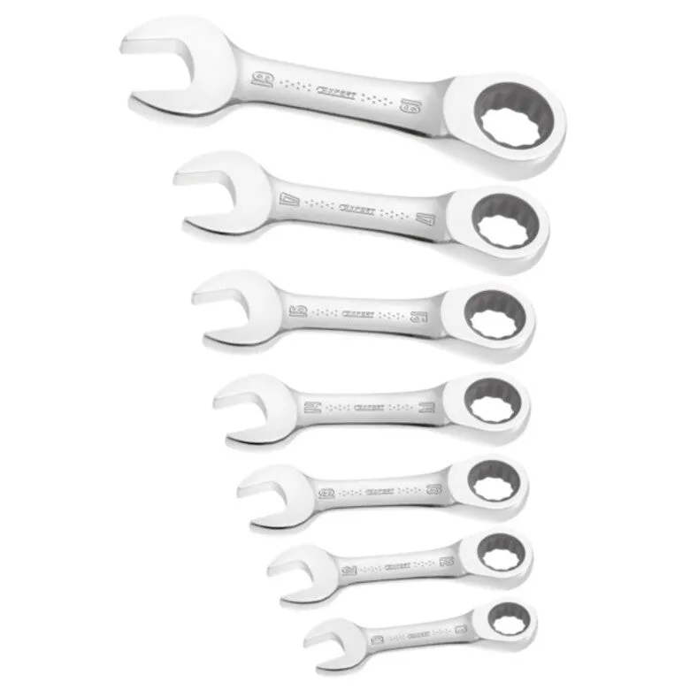 7-PC. Metric Stubby Ratcheting Wrench Set - 12-PT. - E111104-US | Mac Tools