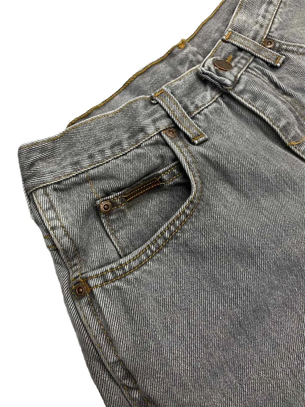 90s Vintage Wrangler Indiana jeans in grey, UK made, deadstock – W29 x L32