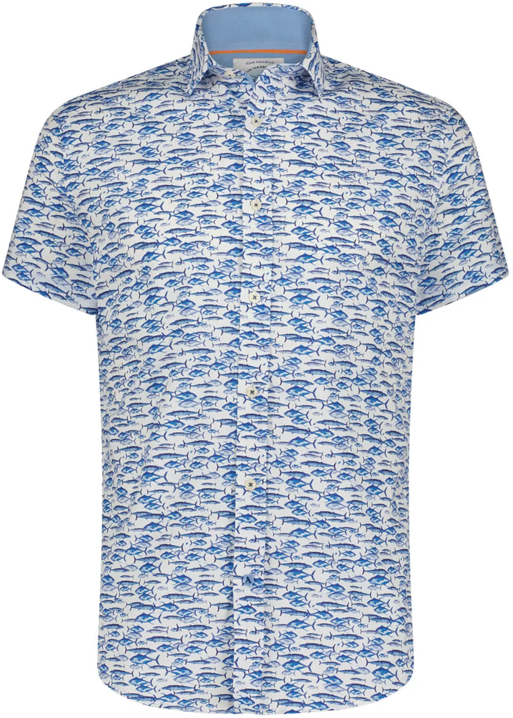 A Fish Named Fred Fishes Short Sleeve Shirt Jeans Blue