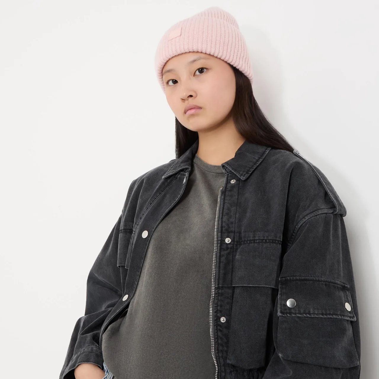 ACNE STUDIOS The Sustainable Edit Pansy Face Logo Beanie Hat - Faded Pink Melange