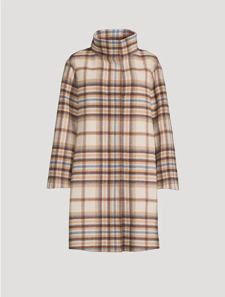 AKRIS PUNTO Cocoon Coat Plaid Print