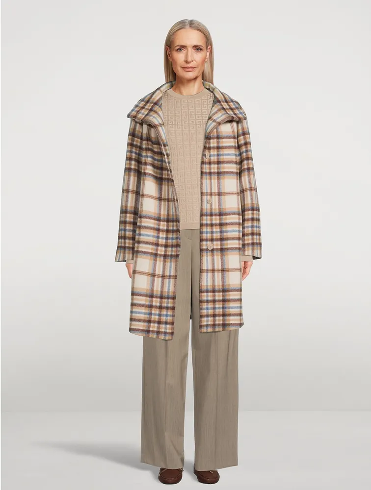 AKRIS PUNTO Cocoon Coat Plaid Print