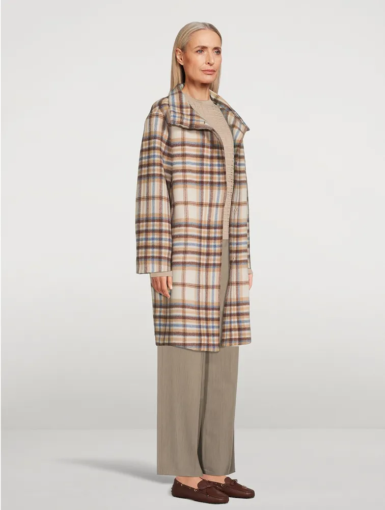 AKRIS PUNTO Cocoon Coat Plaid Print