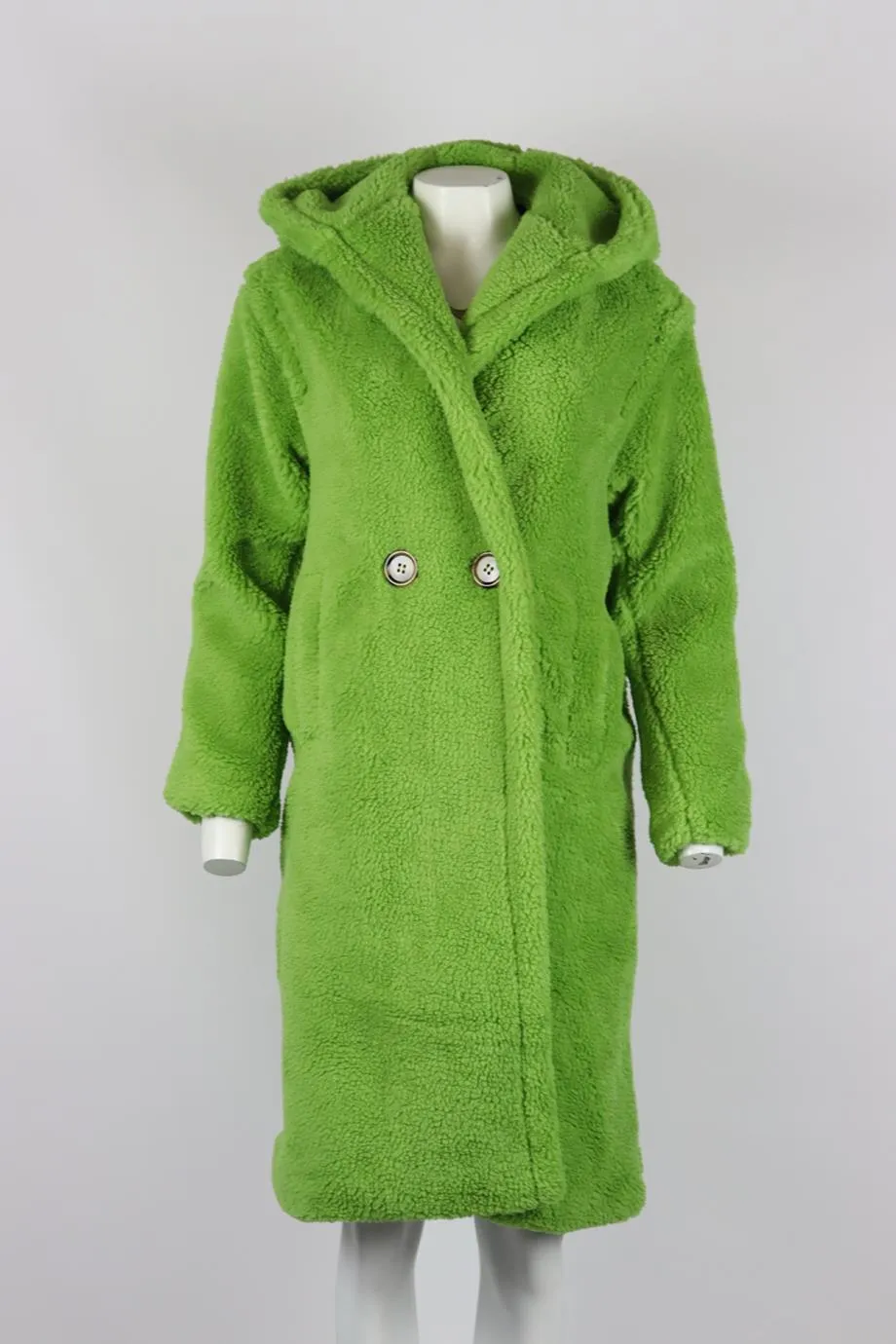 APPARIS HOODED FAUX SHEARLING COAT XSMALL