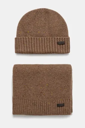 Barbour beanie and scarf brown color