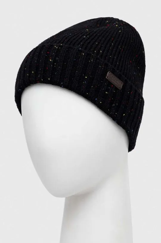 Barbour beanie and scarf Carlton Fleck Beanie & Scarf Gift Set black color MGS0047