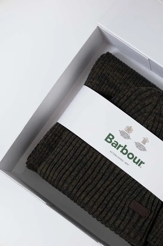 Barbour set Crimdon Beanie & Scarf Gift Set green color MGS0019