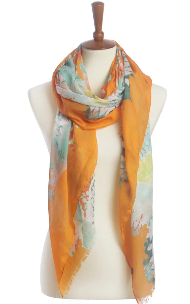 BASC4959 Floral Printed Oblong Scarf