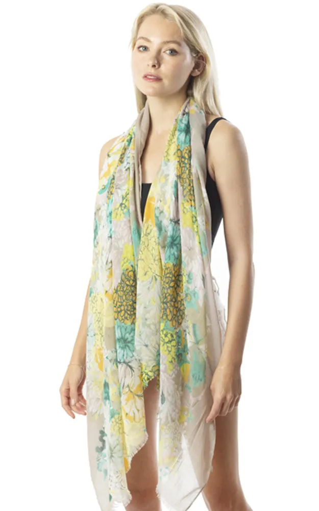 BASC4959 Floral Printed Oblong Scarf