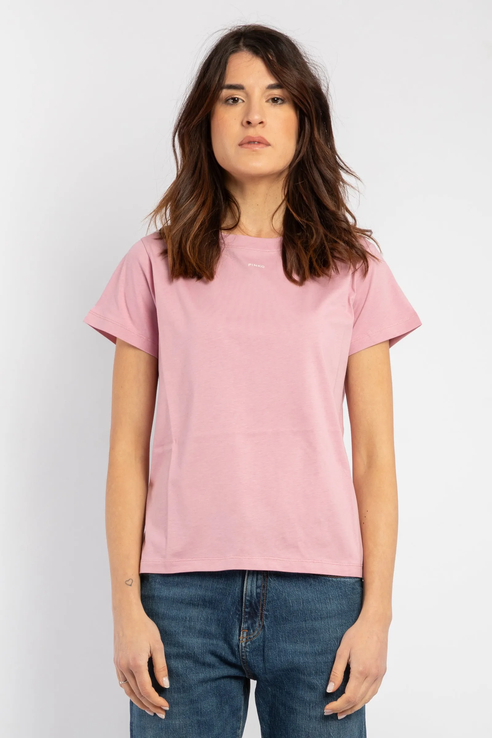 Basico T-shirt con Micro Logo Pinko