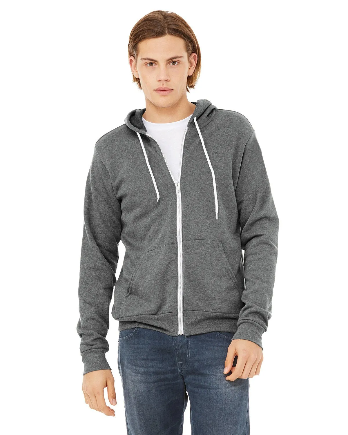 Bella + Canvas Unisex Poly-Cotton Fleece Full-Zip Hoodie 3739 Deep Heather