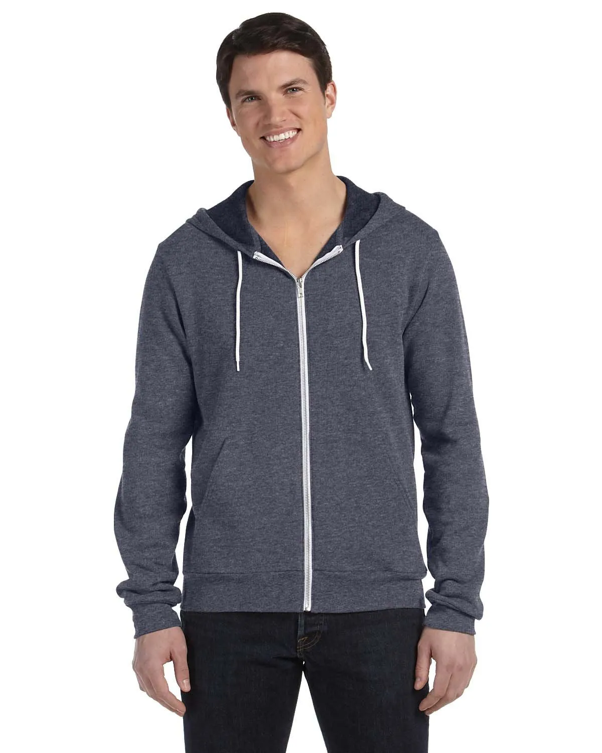 Bella + Canvas Unisex Poly-Cotton Fleece Full-Zip Hoodie 3739 Deep Heather