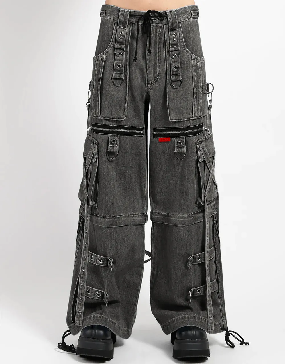 Black Wash Denim X-Strap Pant