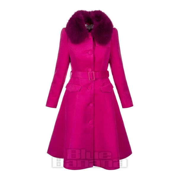 Bleeding Heart Fur Collar Coat (Pink)