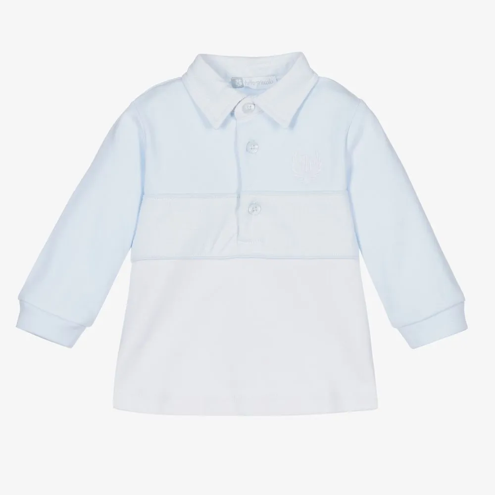 Blue & White Cotton Polo Shirt