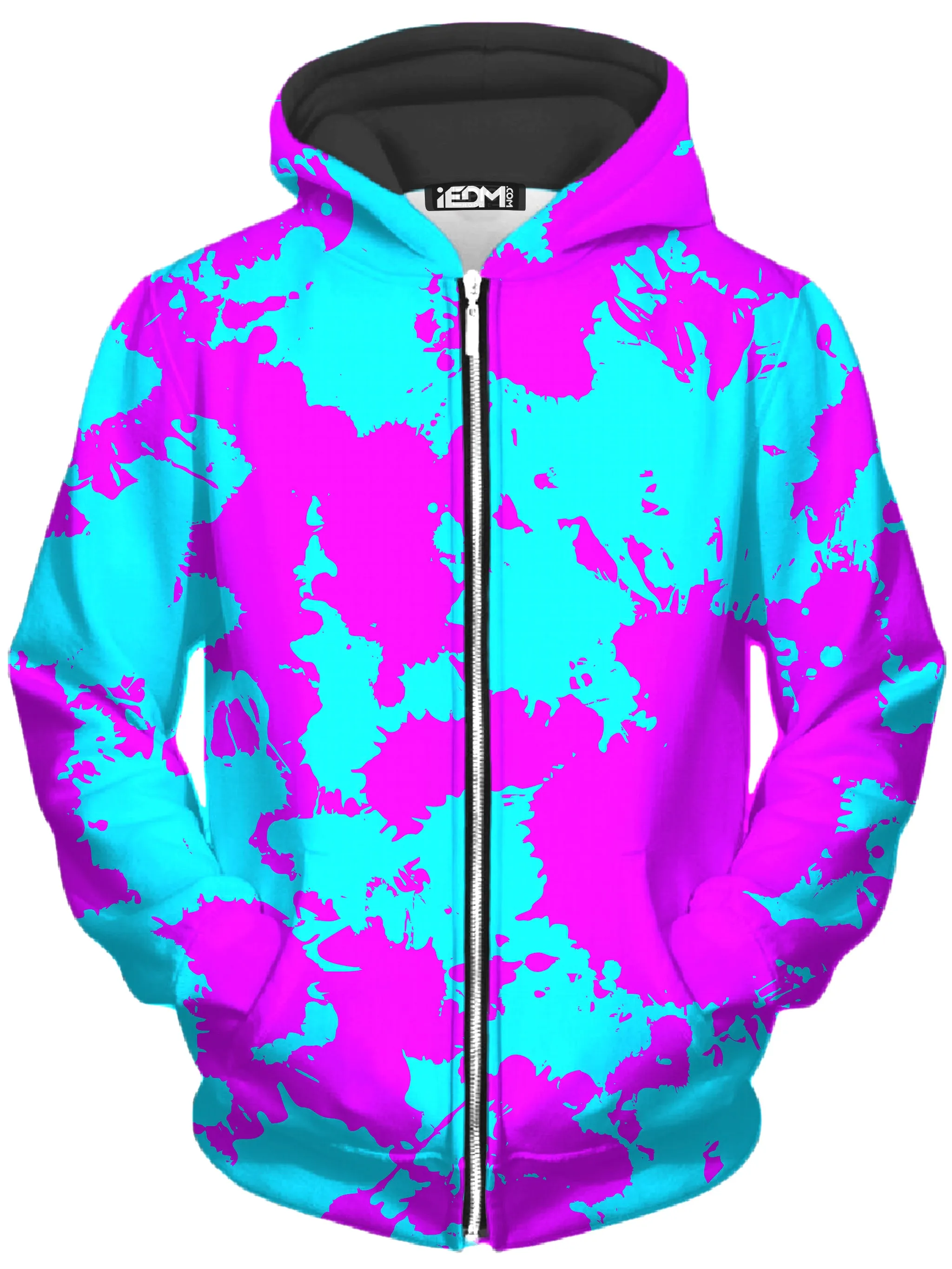 Blue and Purple Paint Splatter Zip-Up Hoodie and Leggings Combo