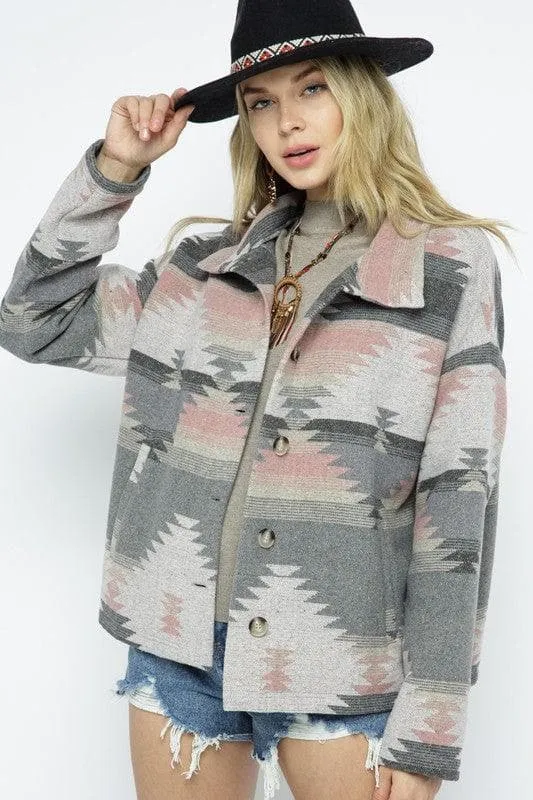 BLUE B Soft Comfy Lightweight Aztec Pattern Jacket