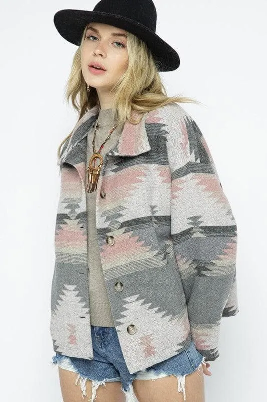 BLUE B Soft Comfy Lightweight Aztec Pattern Jacket