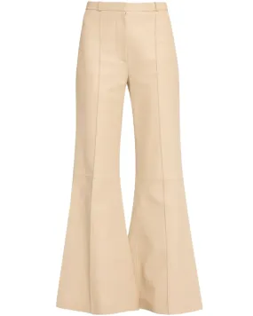 Bone Leather Zip Front Flare Leg Pant