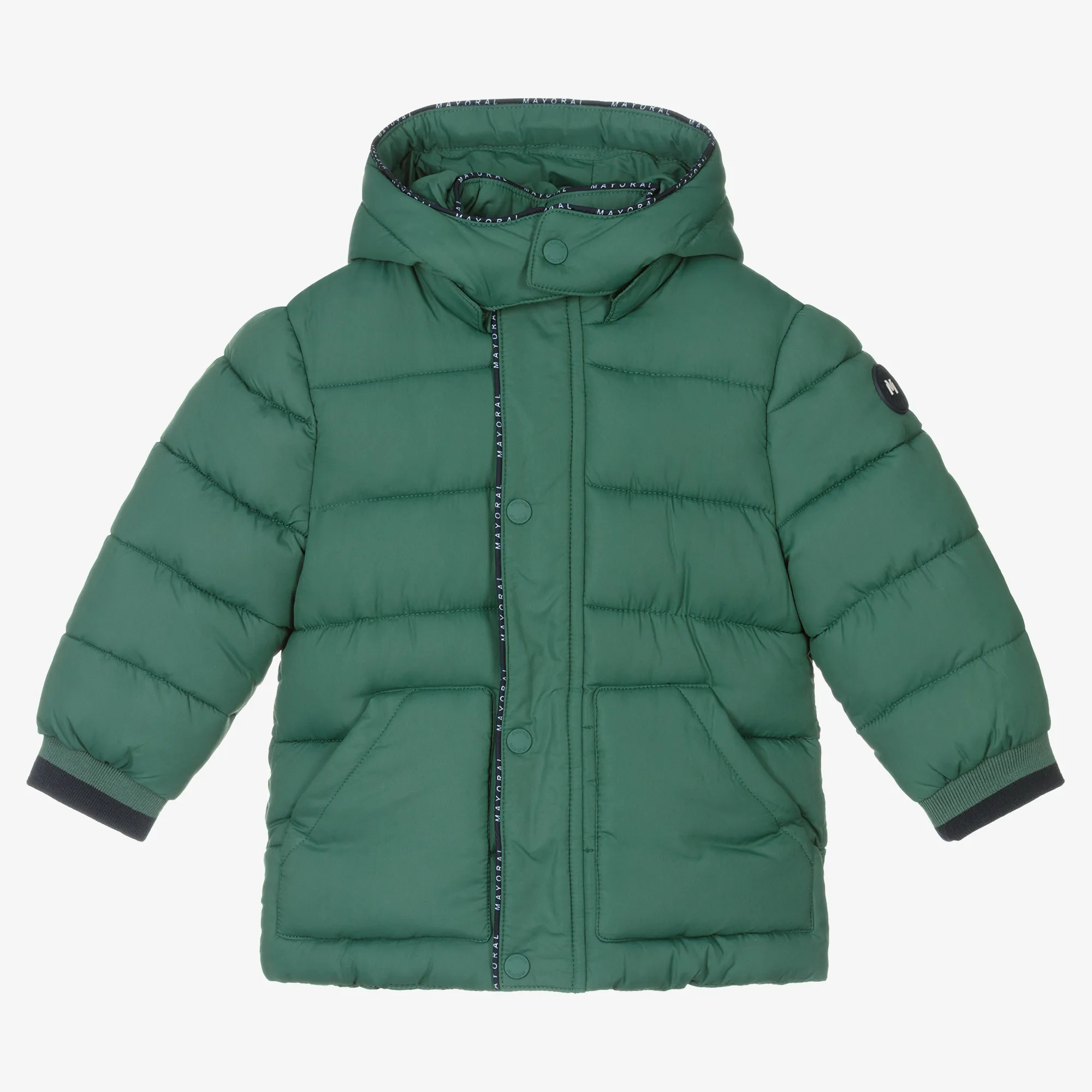 Boys Green Hooded Puffer Coat