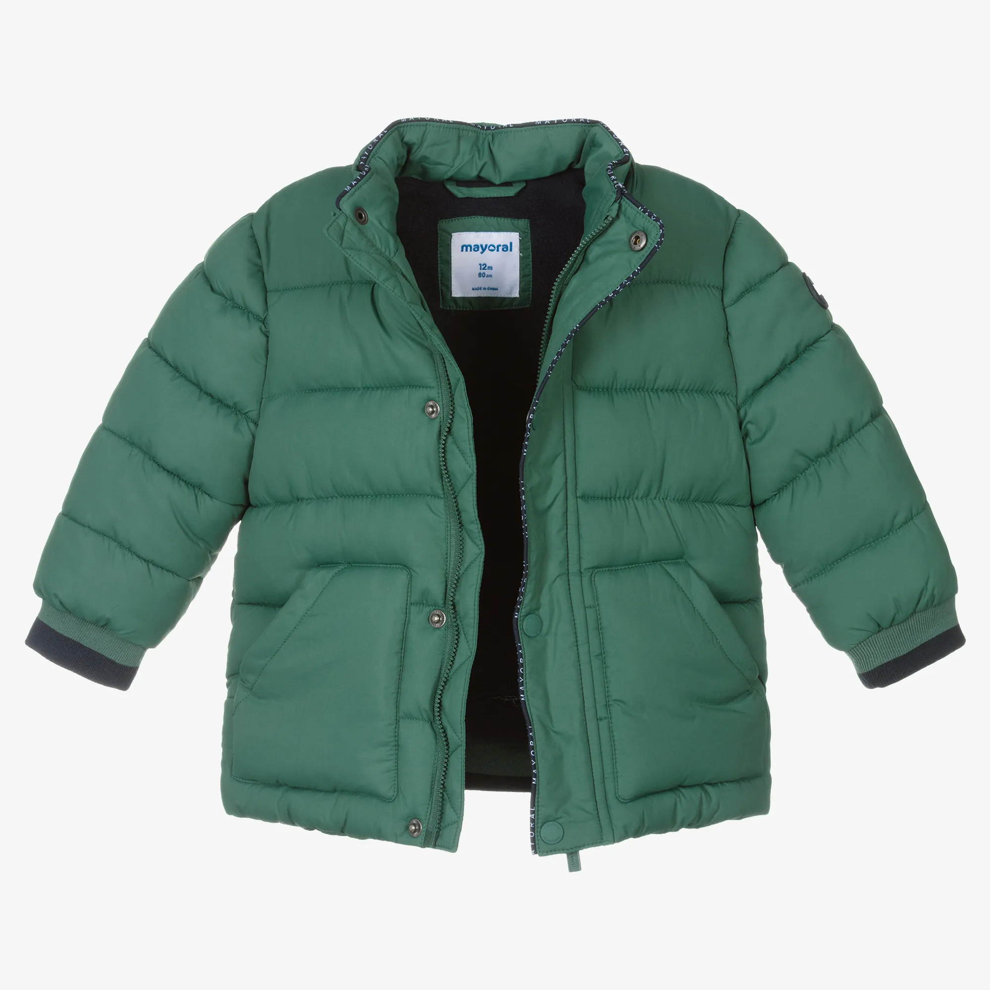 Boys Green Hooded Puffer Coat