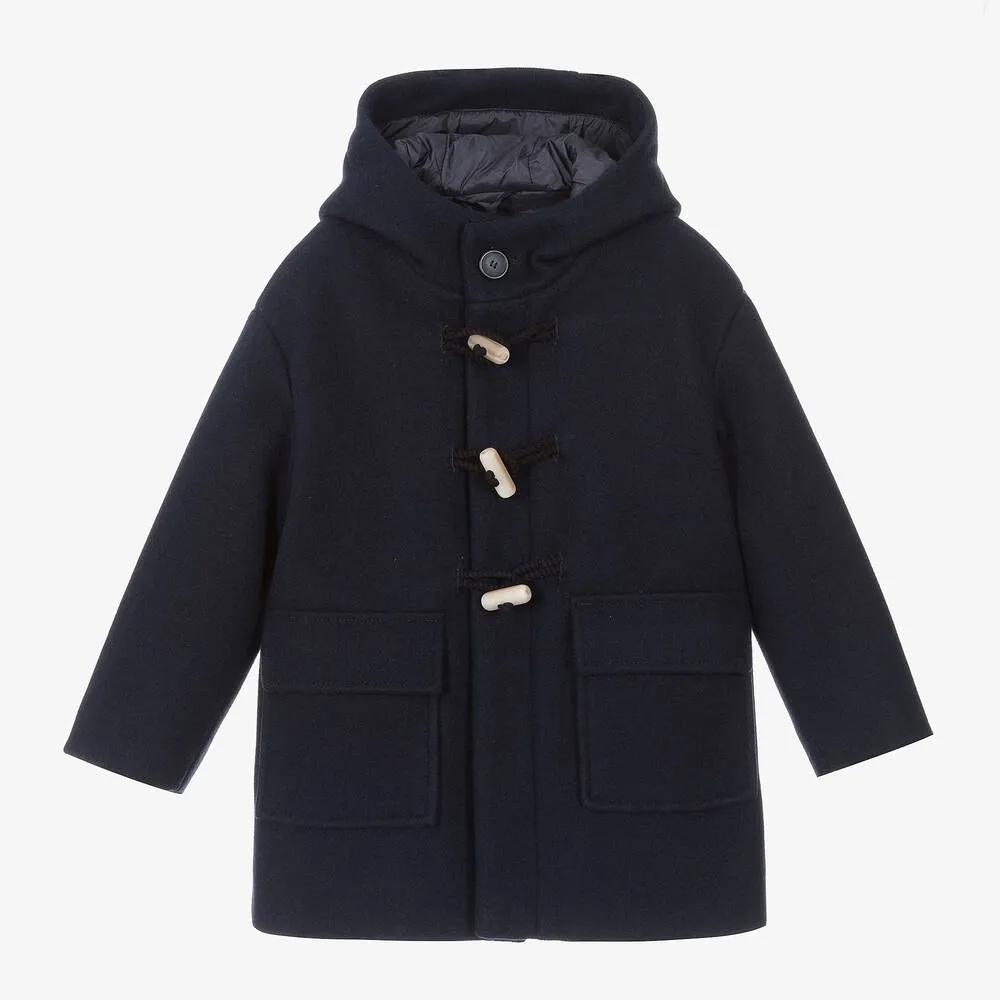 Boys Navy Blue Hooded Duffle Coat