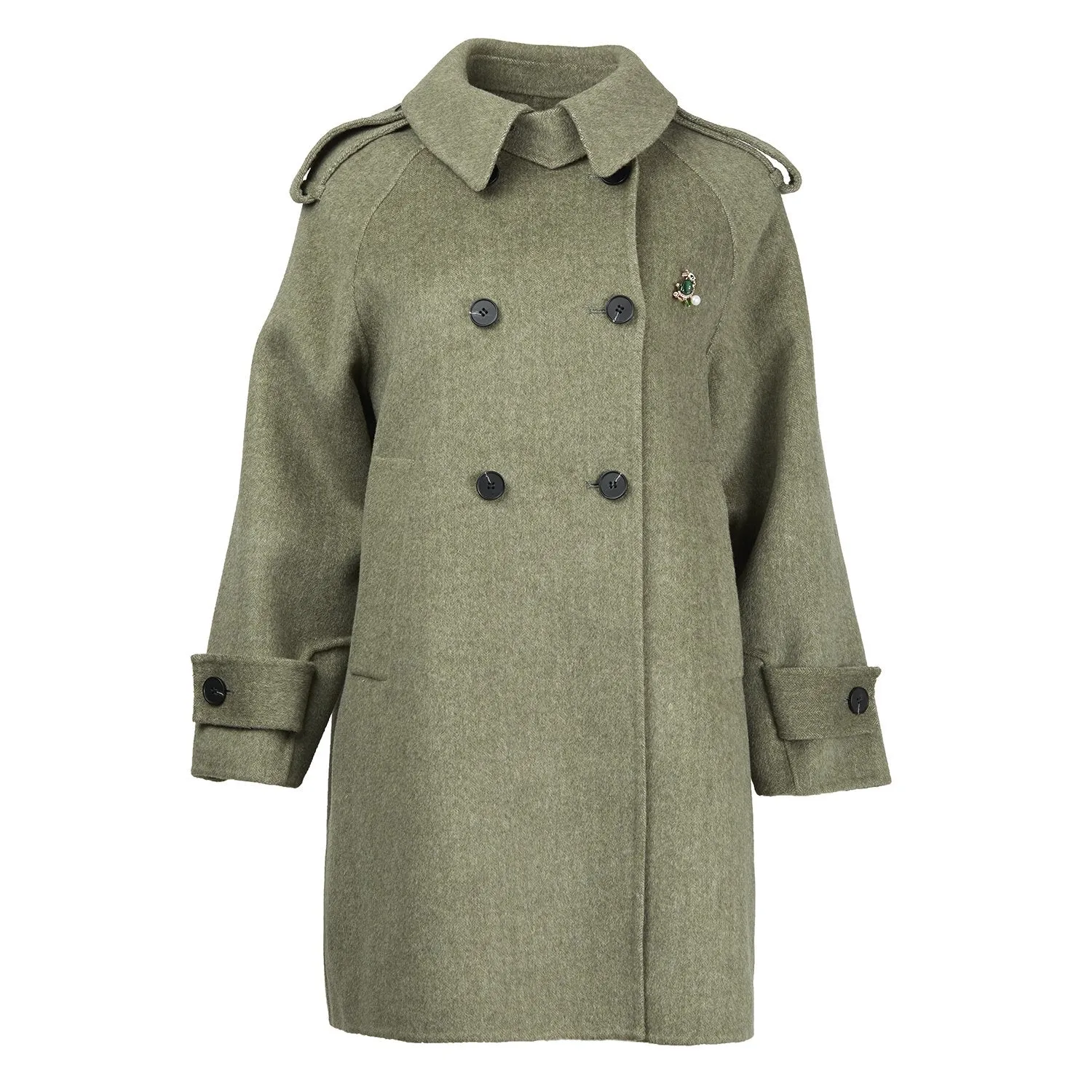 Carol Cao Moss Green Wool Coat