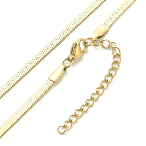 Chain Necklace, 304 Stainless Steel, Herringbone Chain Necklace, With Extender Chain, Golden, 40.5cm