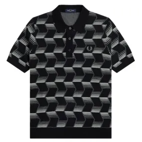 Chevron Striped Knitted Polo Shirt