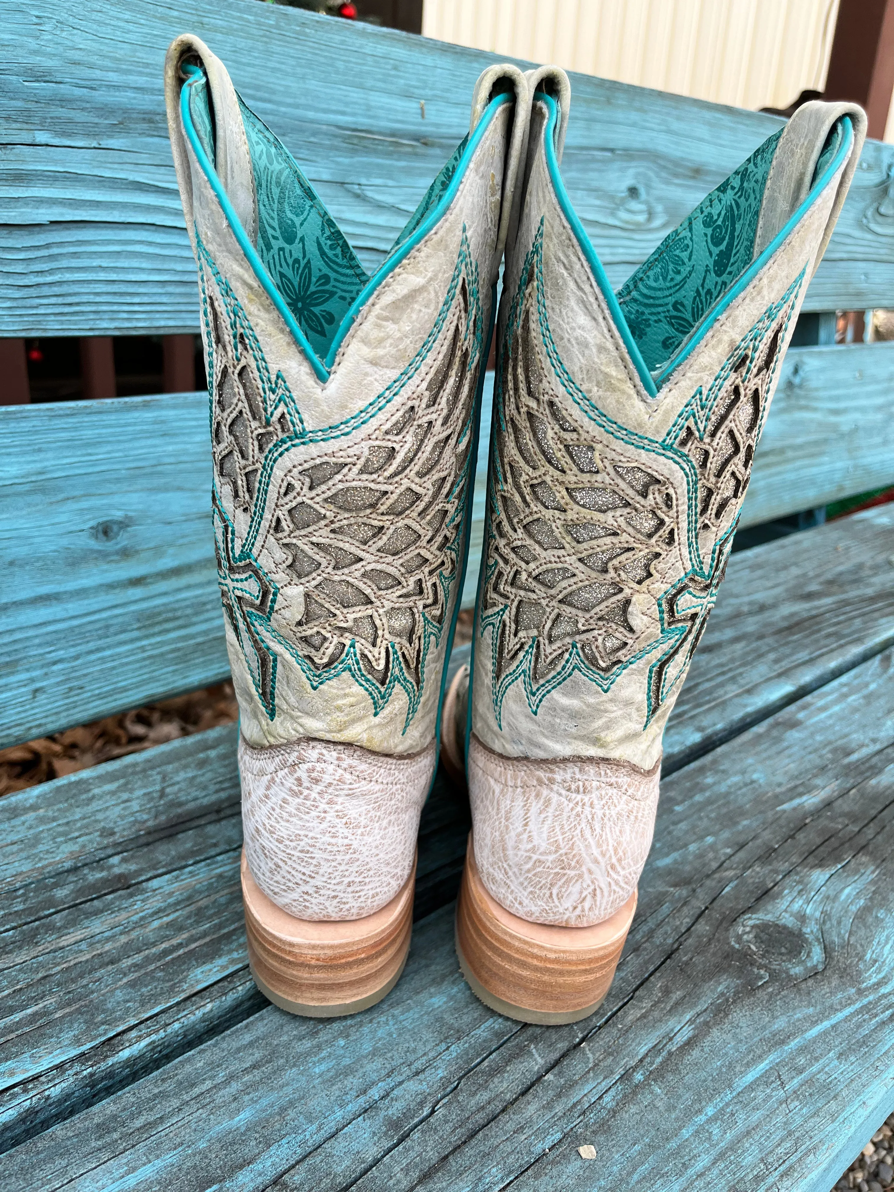 Corral Women's White Inlay Wide Square Toe Cowgirl Boots A4334