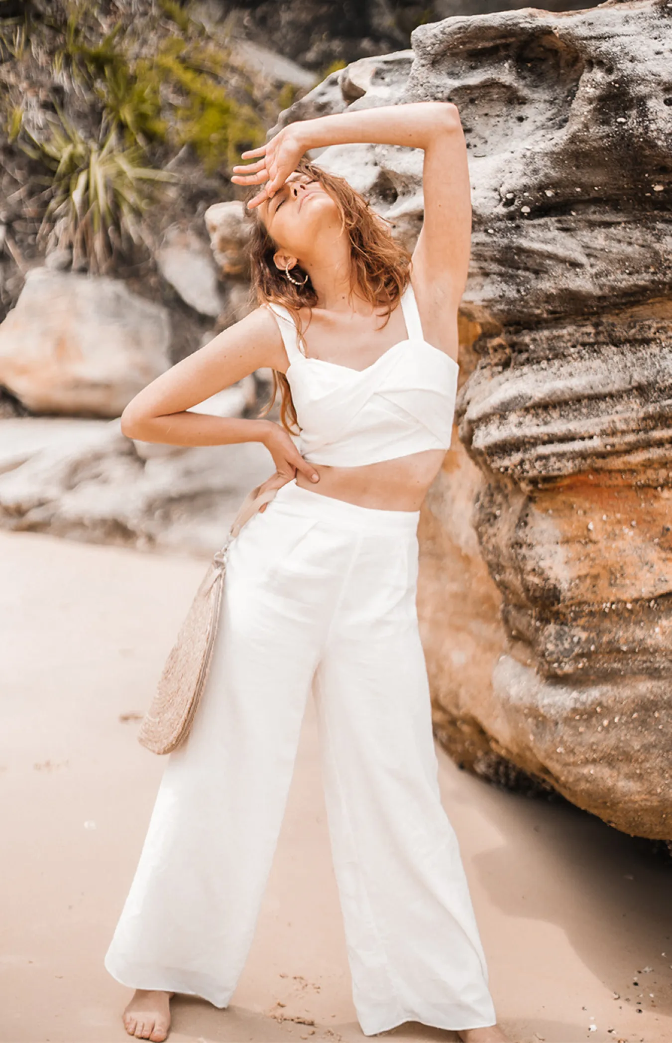 Cotton Set with Twist Front Crop Top and Pants (SSE311A)