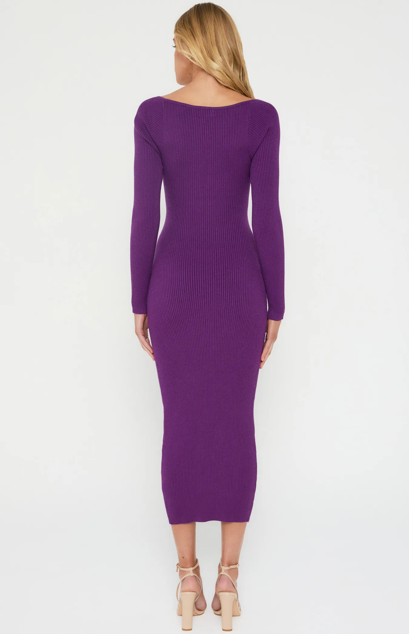 Cut Out Knit Midi Dress with Metal Ring Details (WKN545)