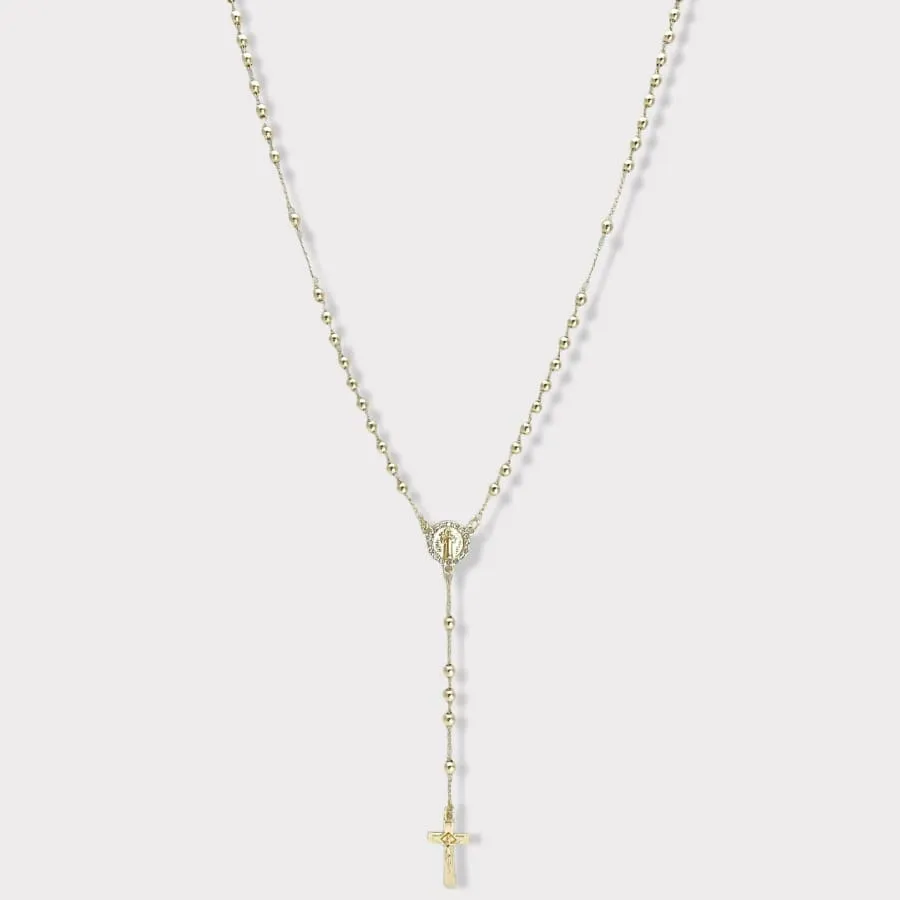 Cz san judas gold plated rosary necklace