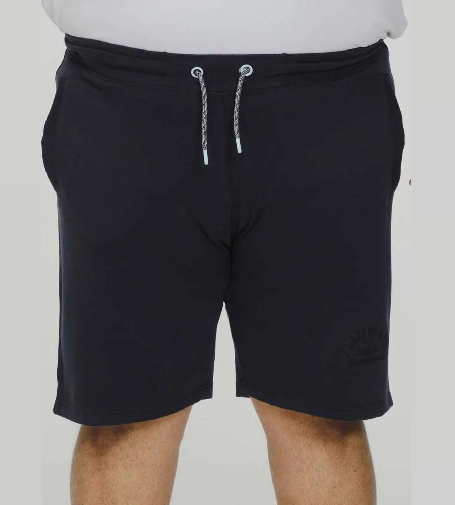 D555 Big Mens Navy Shorts With Elasticated Waist and Loop Back (STEFAN 2)