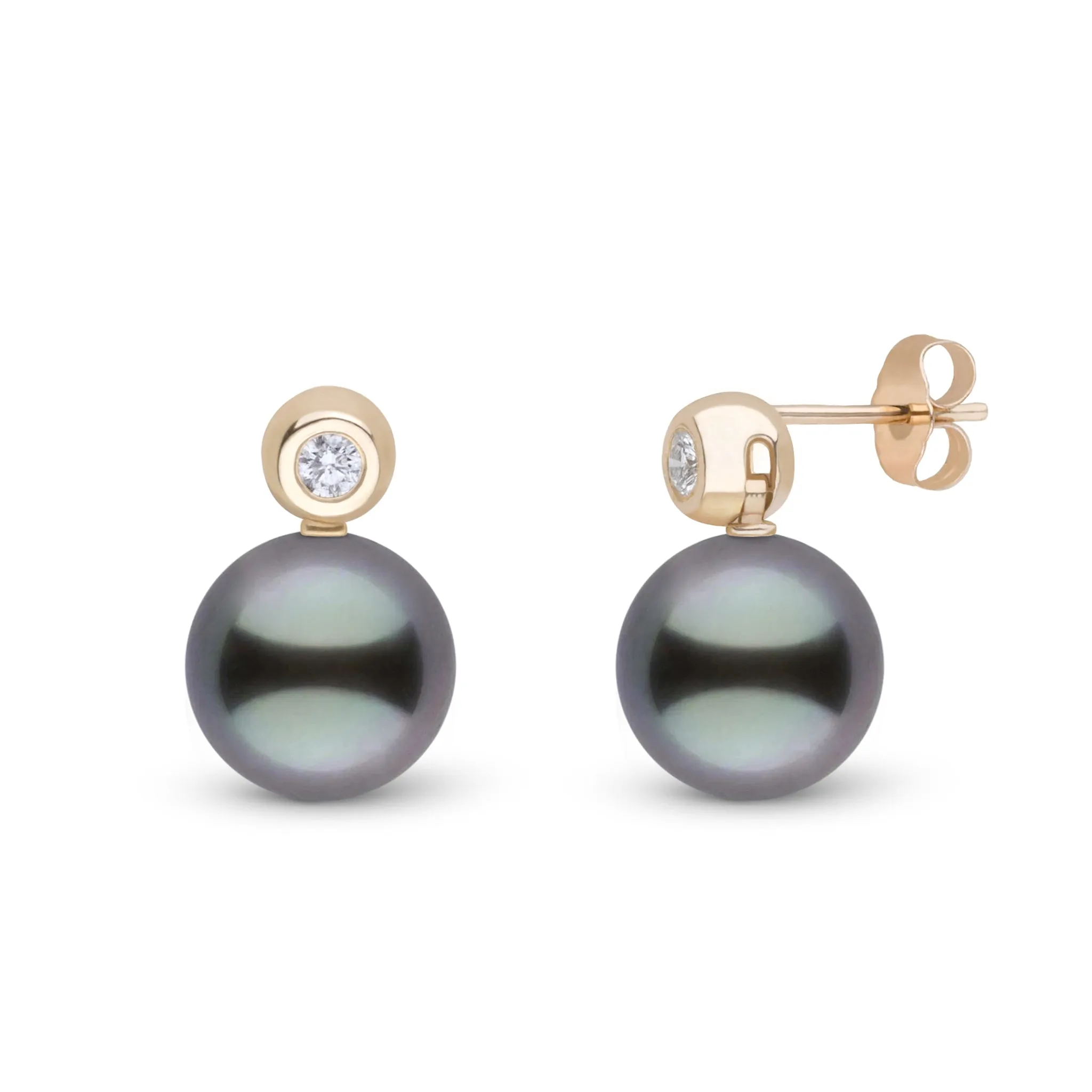 Diamond Dot Collection 10.0-11.0 mm Tahitian Pearl and Diamond Earrings