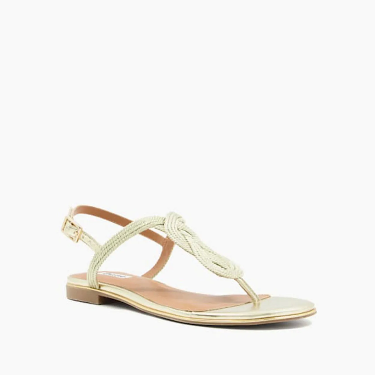 DUNE LONDON Logics Thong-Strap Flat Sandals - Metallic