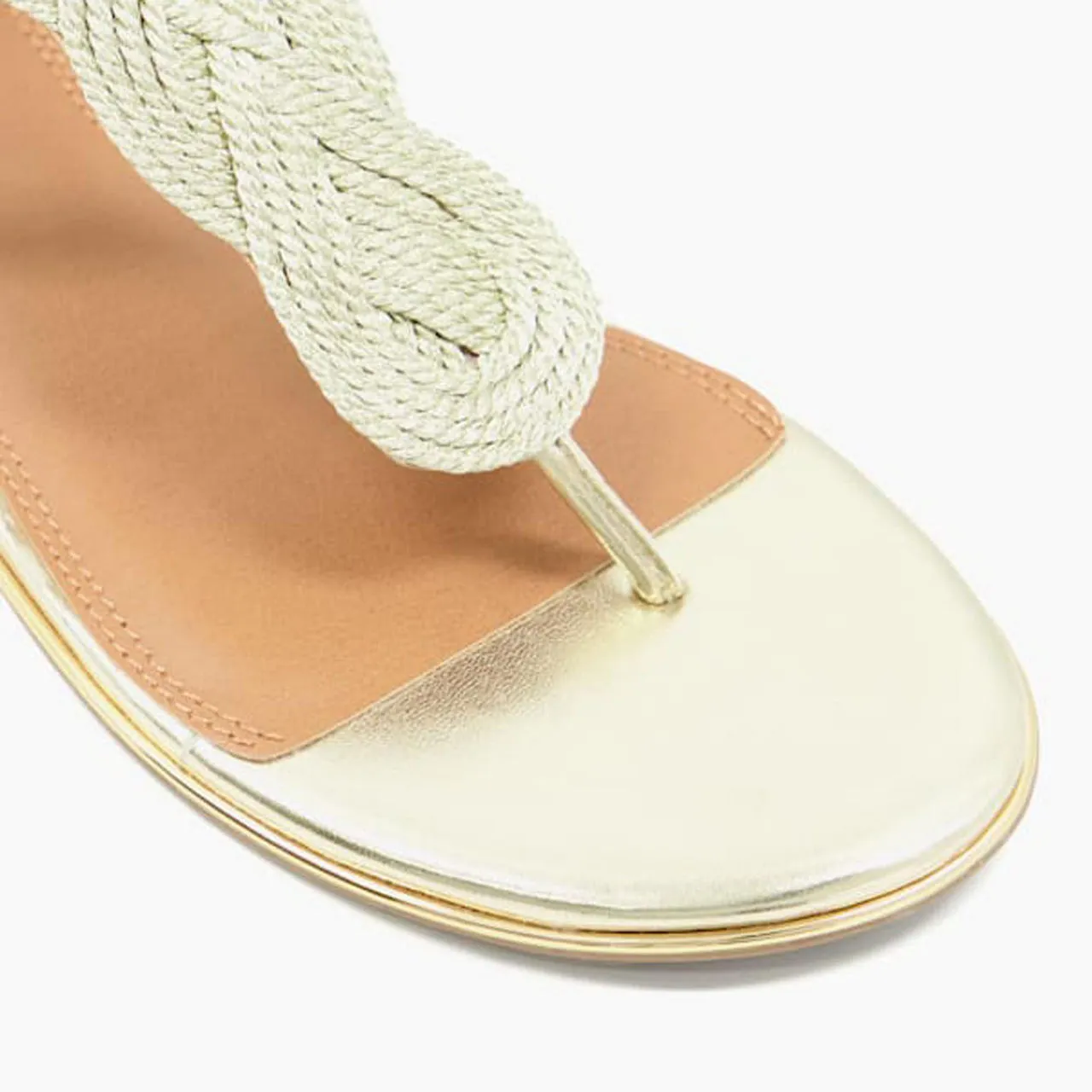 DUNE LONDON Logics Thong-Strap Flat Sandals - Metallic