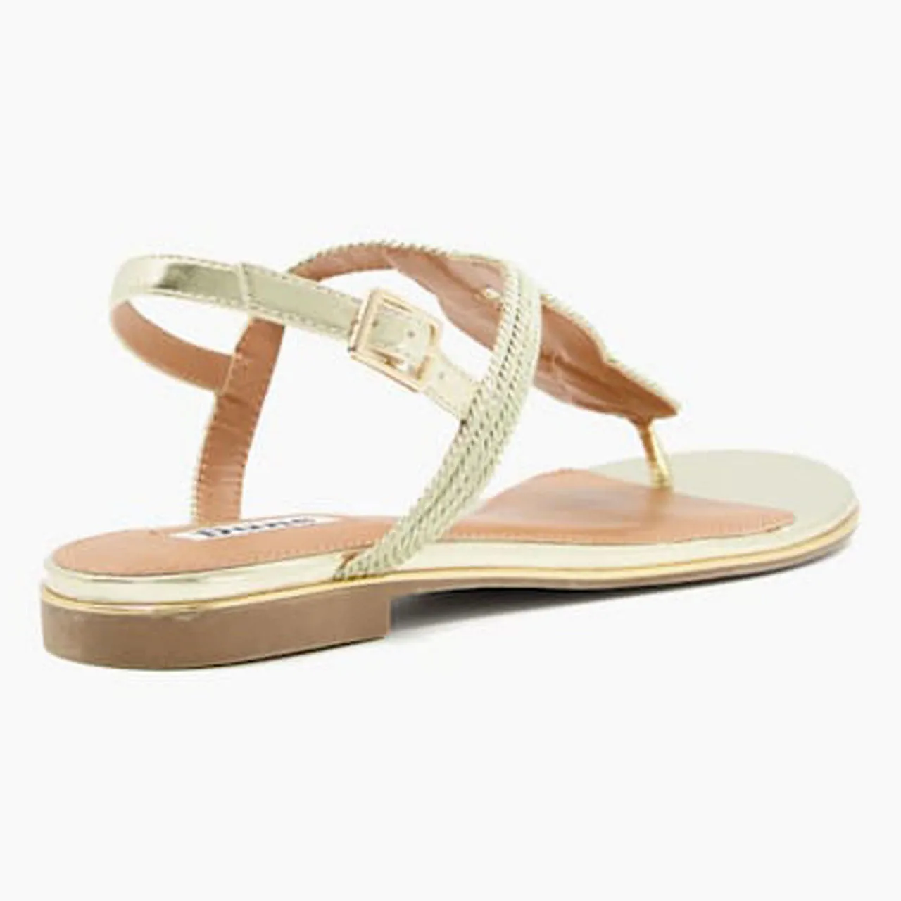 DUNE LONDON Logics Thong-Strap Flat Sandals - Metallic