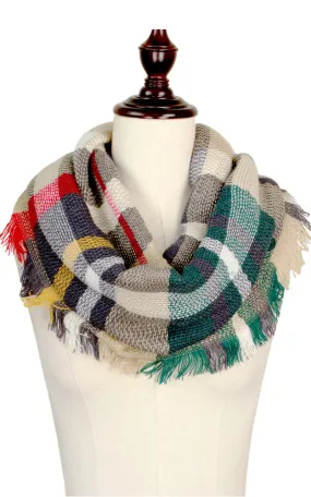 EAS8737 Plaid Woven Infinity Scarf