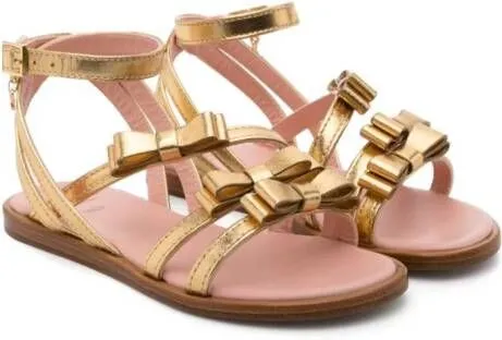 Elisabetta Franchi La Mia Bambina bow-details metallic sandals Gold